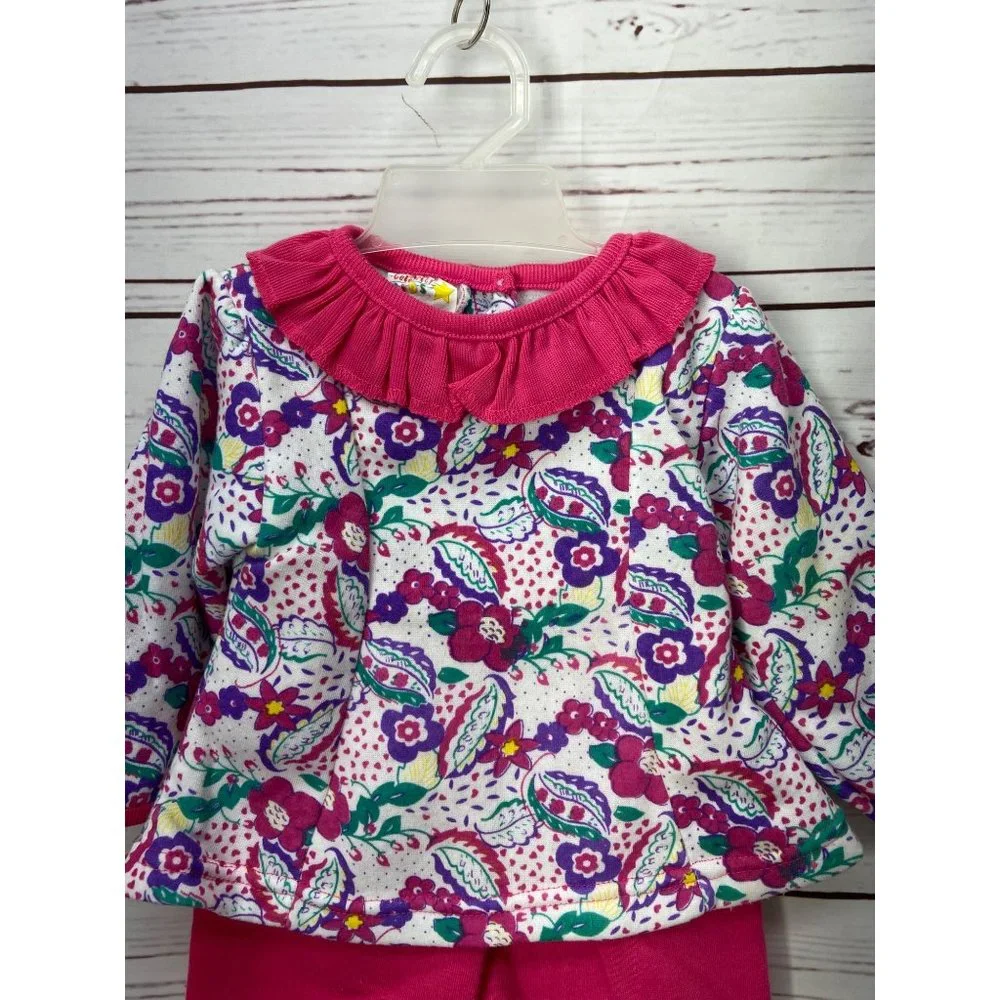 Celebrity Kids Vintage 90s Matching 2 piece Outfit Set sz 12 months PINK FLORAL‎
